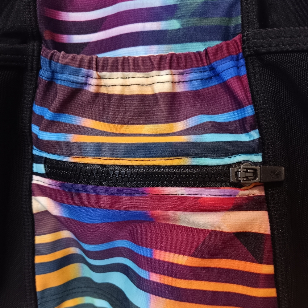 ATHLETA Tankini Top Swim Out Open Back SzXXS Rainbow Stripe Mesh Performance - Picture 5 of 13
